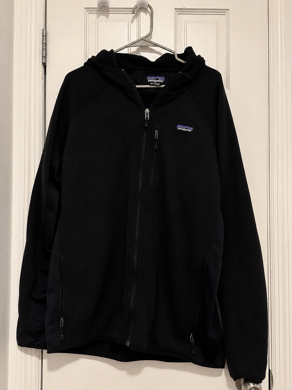 Patagonia Black Full-Zip Hooded Fleece Jacket - Size XXL